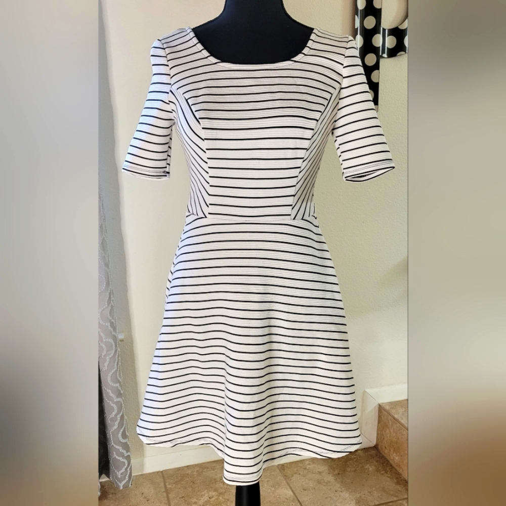 Speckles Black & White Stripe Dress